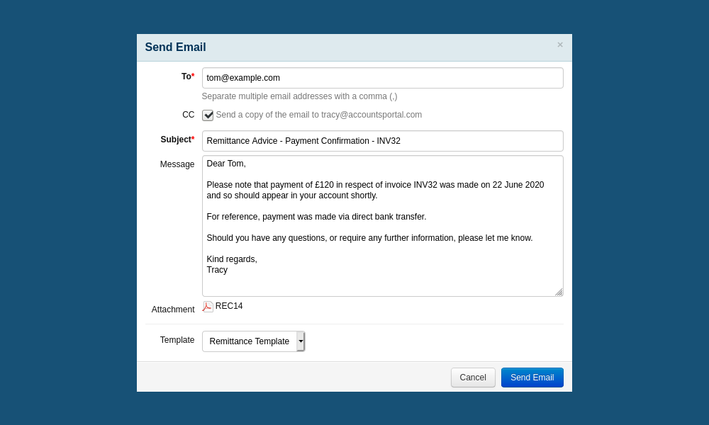 Generate a Remittance Advice in your Accounting Software