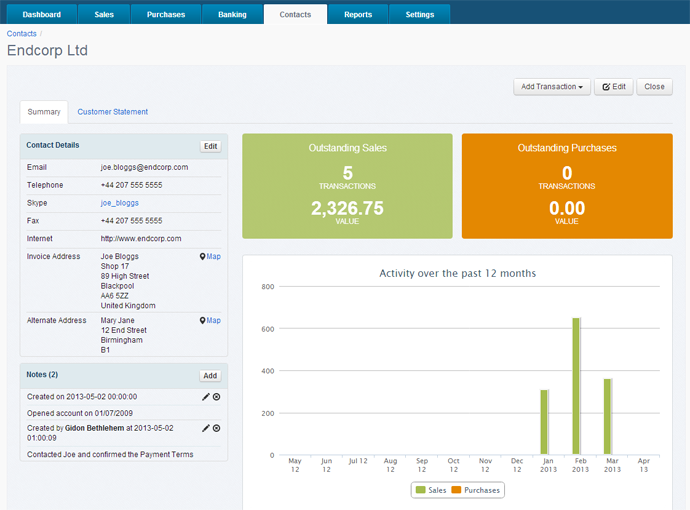 AccountsPortal customer supplier screen