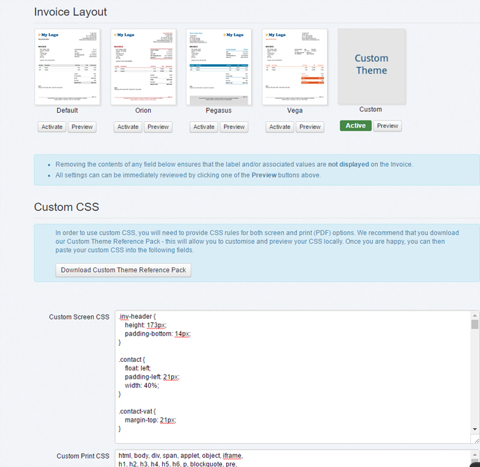 Online Accounting custom CSS