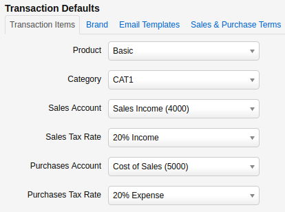 Transaction Defaults