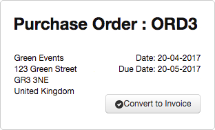Convert purchase orders into supplier invoices